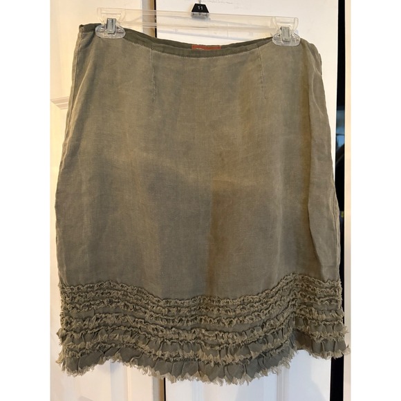 Relax Tommy Bahama 100% Linen Green Ruffled‎ Skirt Size 6 - Picture 2 of 4